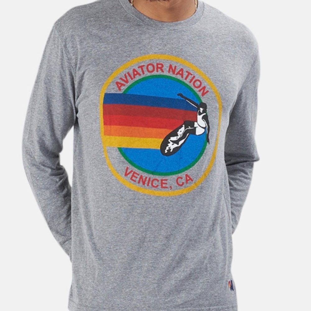 Aviator Nation Gray Long Sleeve Tee